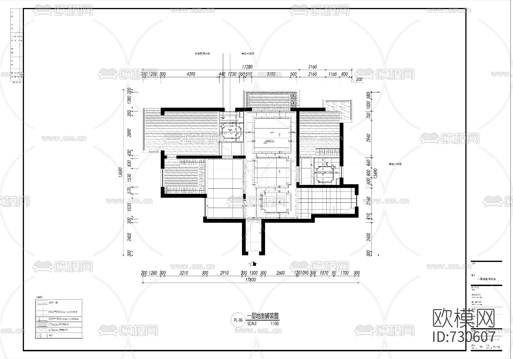 新中式家装平面CAD施工图下载（渲染图3）