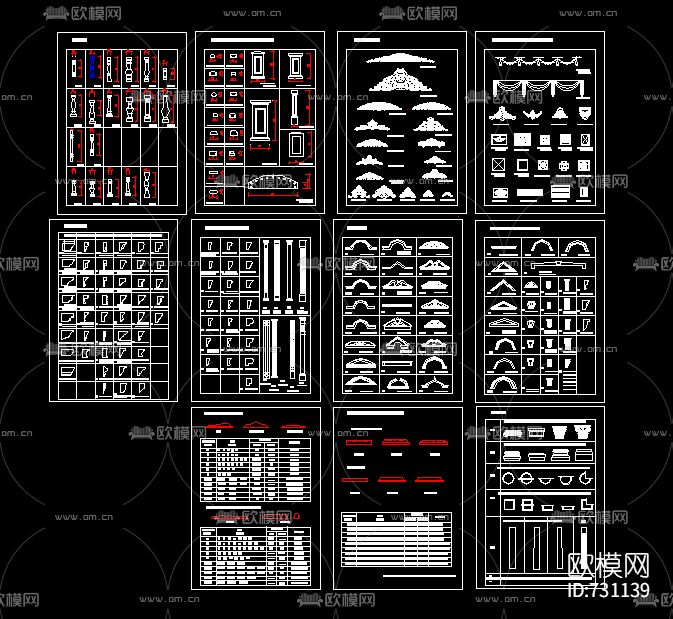 豪华欧式节点全套CAD图库下载（渲染图1）