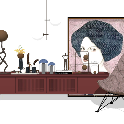 现代简约电视柜su模型