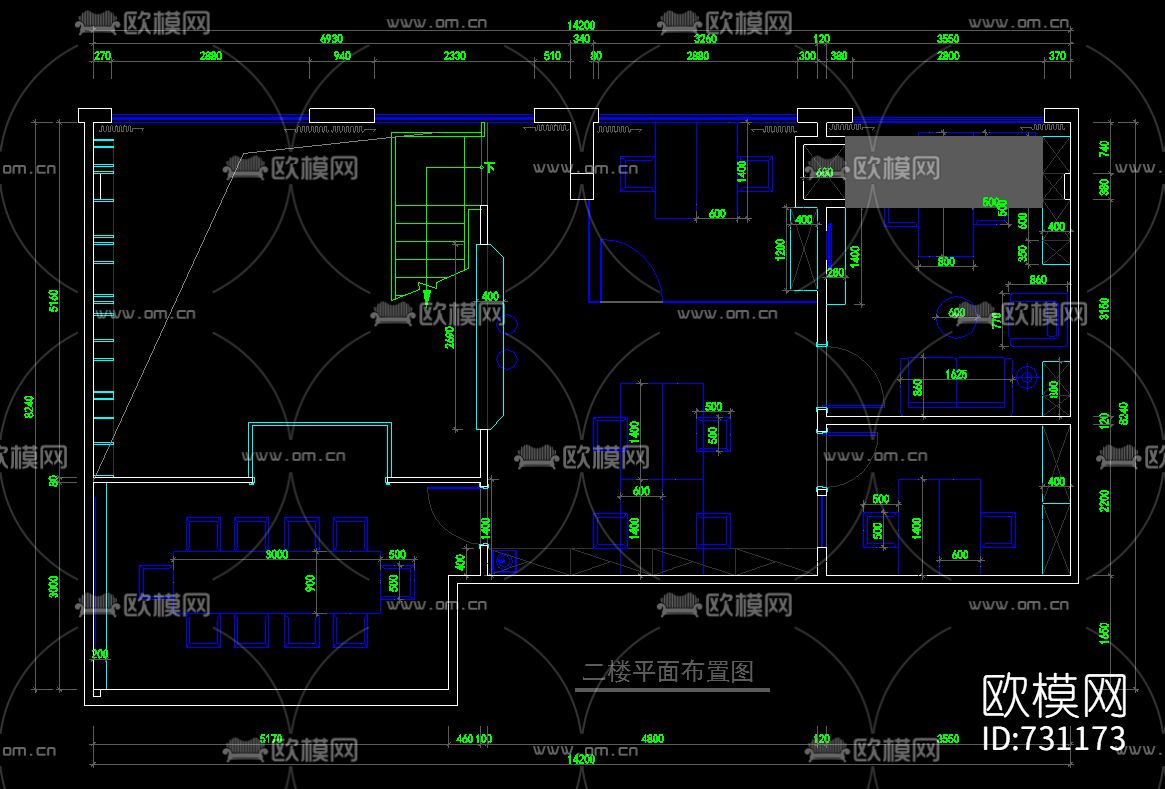 泓点国际设计办公室CAD施工图下载（渲染图2）