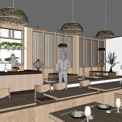  中式茶楼su模型 