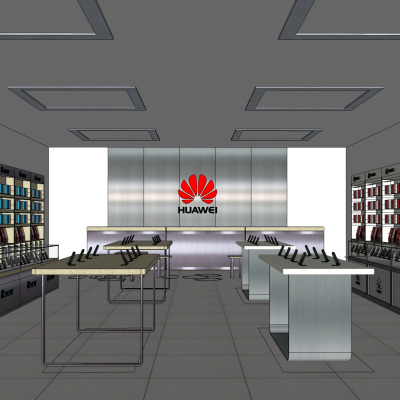  现代华为手机专卖店su模型 