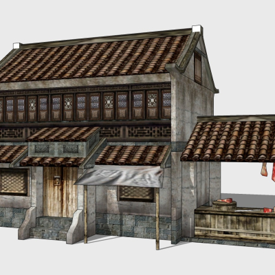  中式民俗古建su模型 