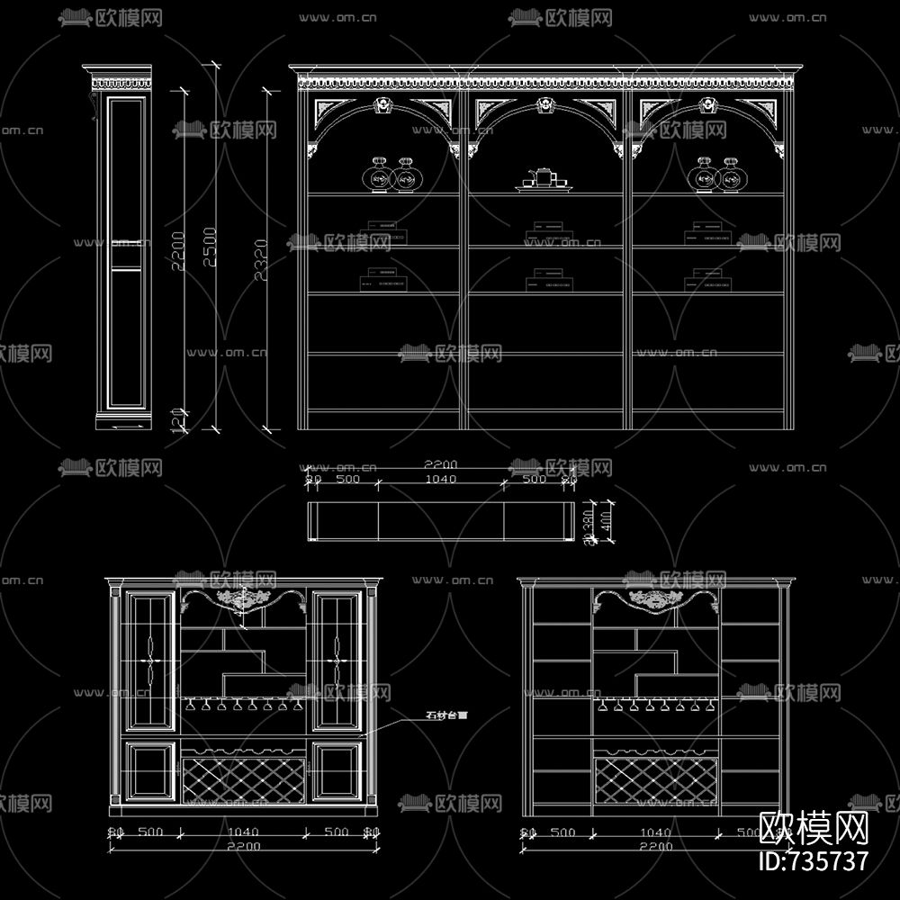 酒窖CAD立面图下载（渲染图2）