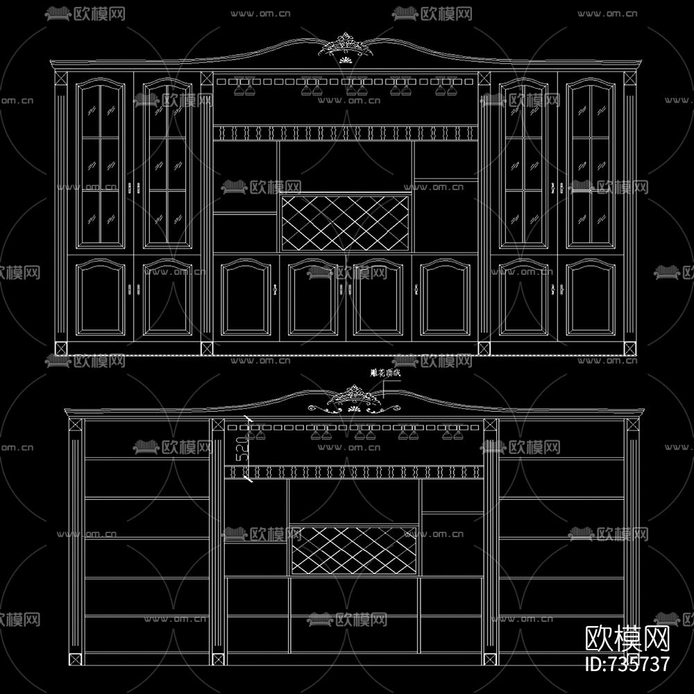 酒窖CAD立面图下载（渲染图3）