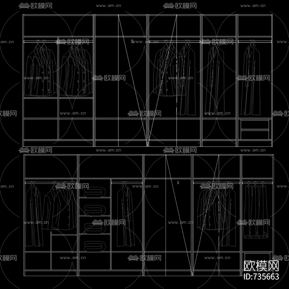 衣柜立面CAD图库下载（渲染图7）