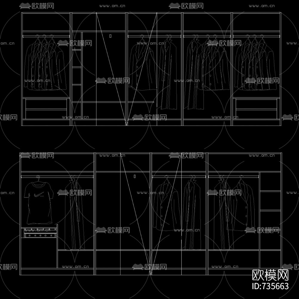 衣柜立面CAD图库下载（渲染图4）
