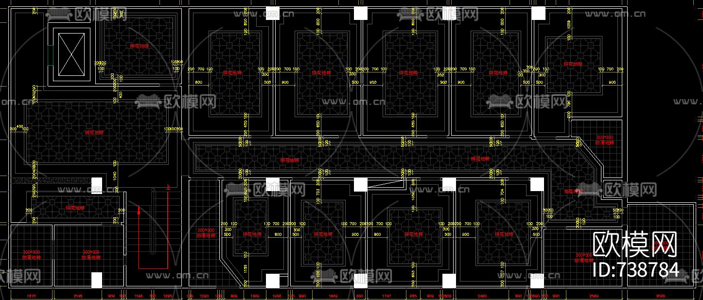 KTV大厅包房走道平立面CAD施工图下载（渲染图3）