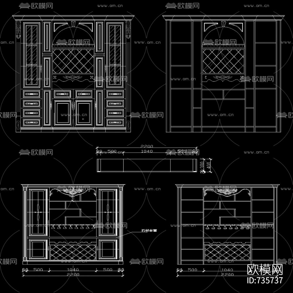酒窖CAD立面图下载（渲染图1）