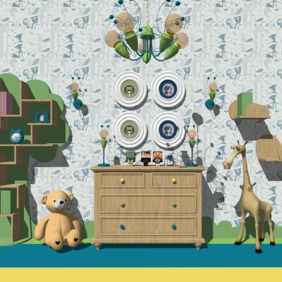  北欧儿童装饰柜su模型 