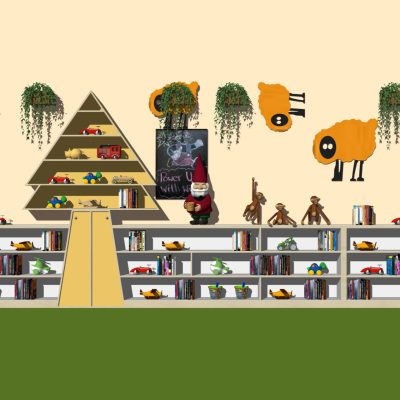  现代儿童玩具书柜su模型 