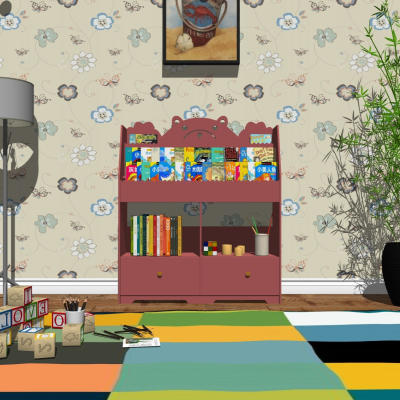  现代儿童书柜su模型 