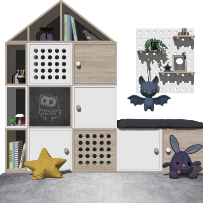  现代儿童书柜su模型 