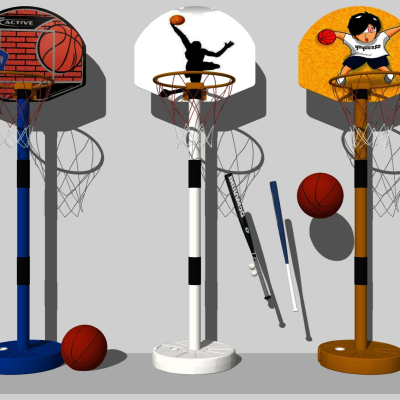  现代儿童篮球框组合su模型 