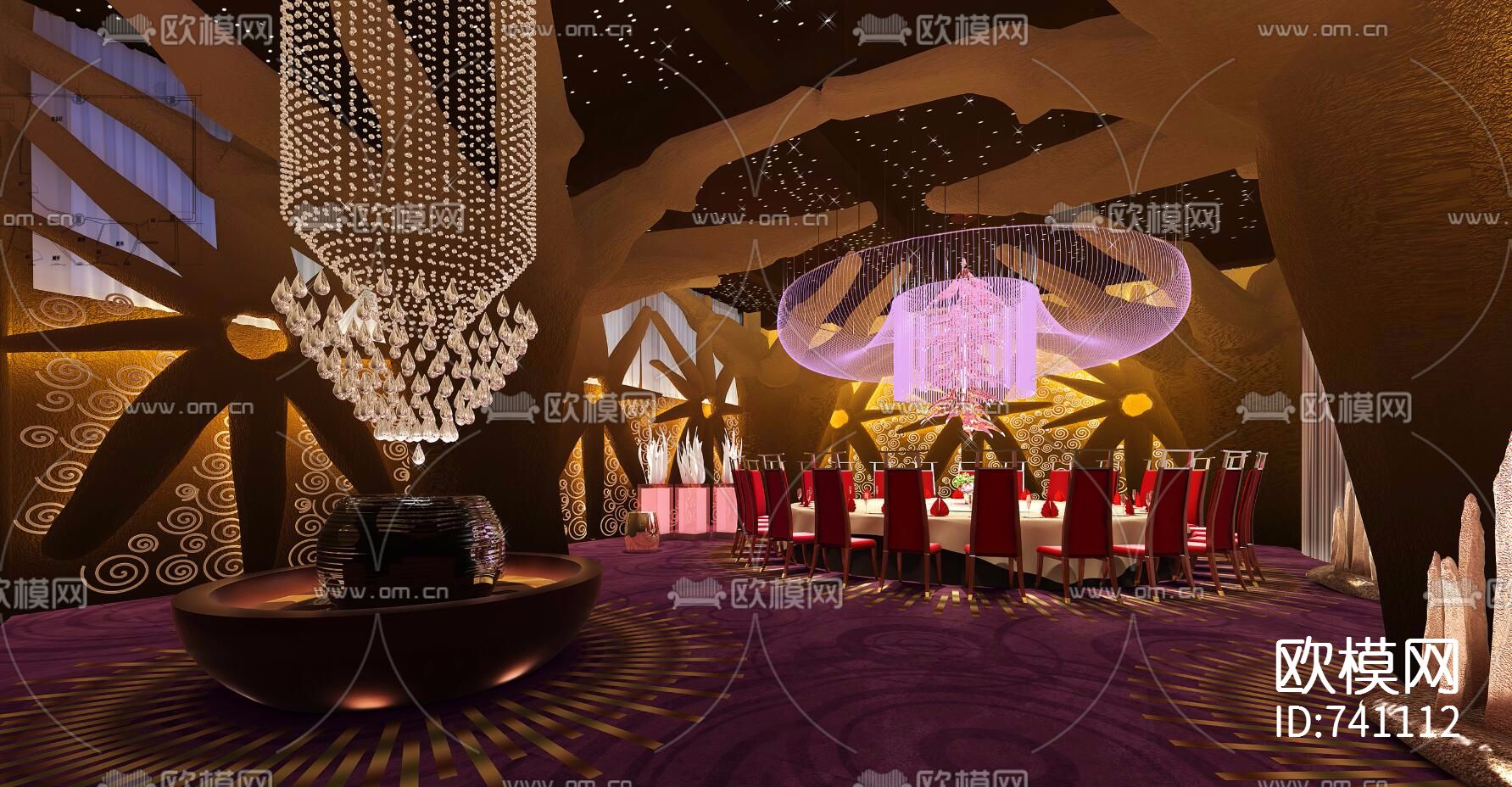 东南东创意海洋会所CAD施工图+效果图下载（渲染图6）