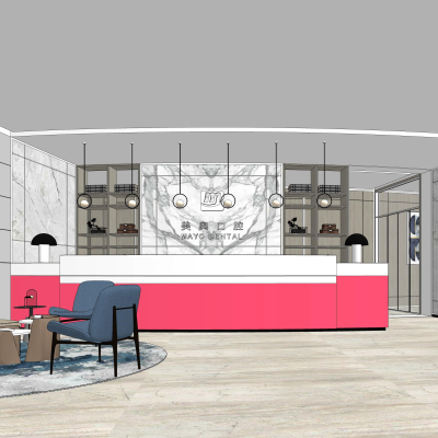 现代办公大堂前台su模型
