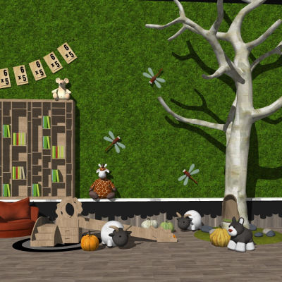  现代儿童玩具滑梯组合su模型 