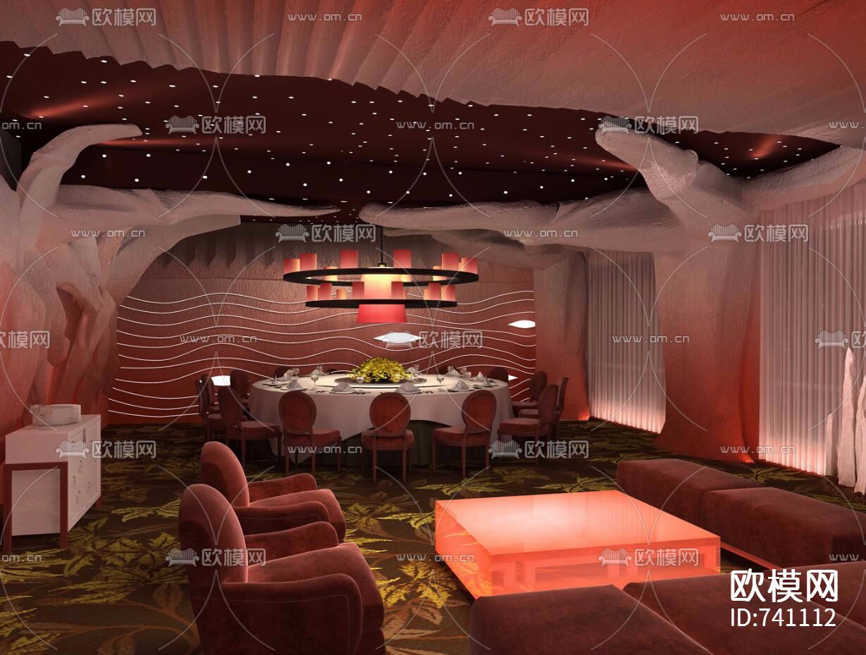 东南东创意海洋会所CAD施工图+效果图下载（渲染图7）