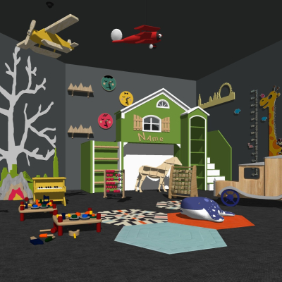  现代儿童玩具组合su模型 