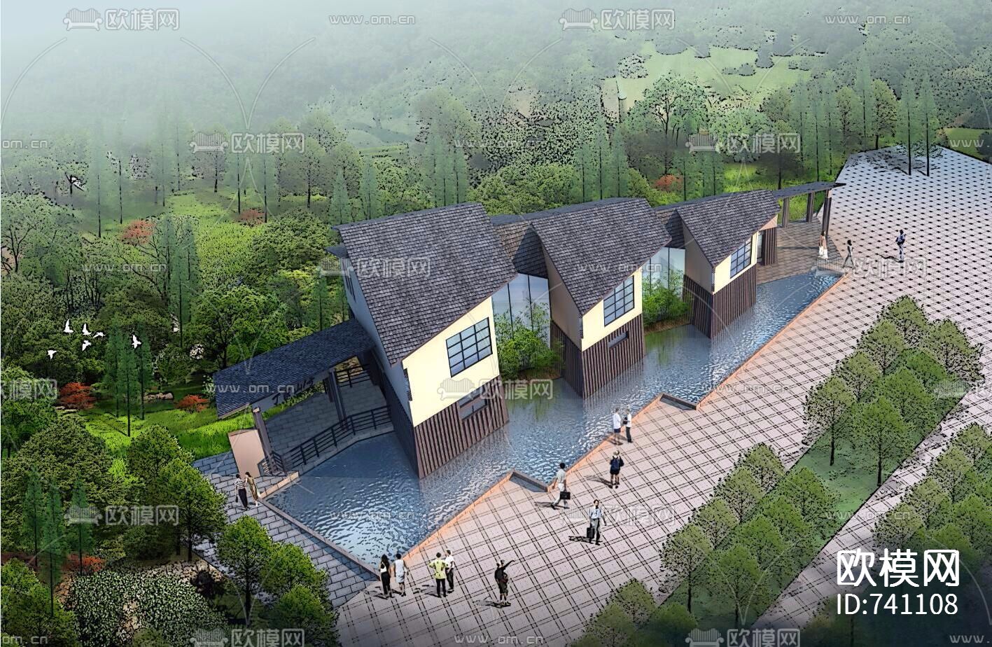 丁家山会所施工图+效果图下载（渲染图7）