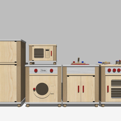  现代儿童厨房玩具su模型 