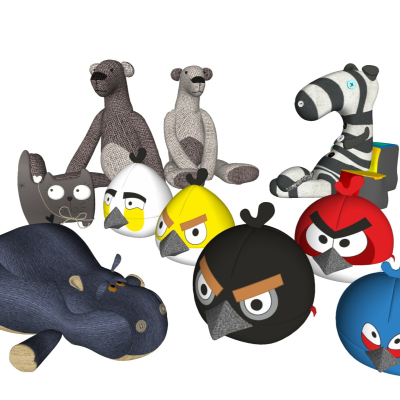  现代儿童布偶玩具su模型 