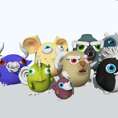  现代儿童布偶玩具su模型 