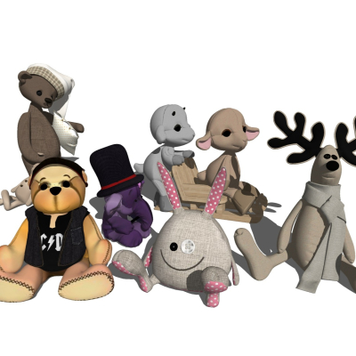  现代儿童布偶玩具su模型 