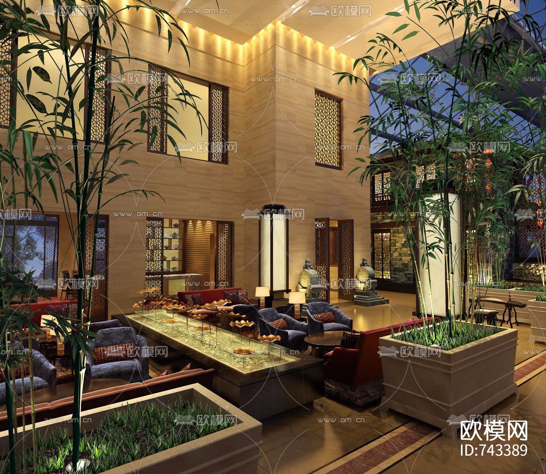 大唐宴会厅CAD+效果图下载（渲染图7）