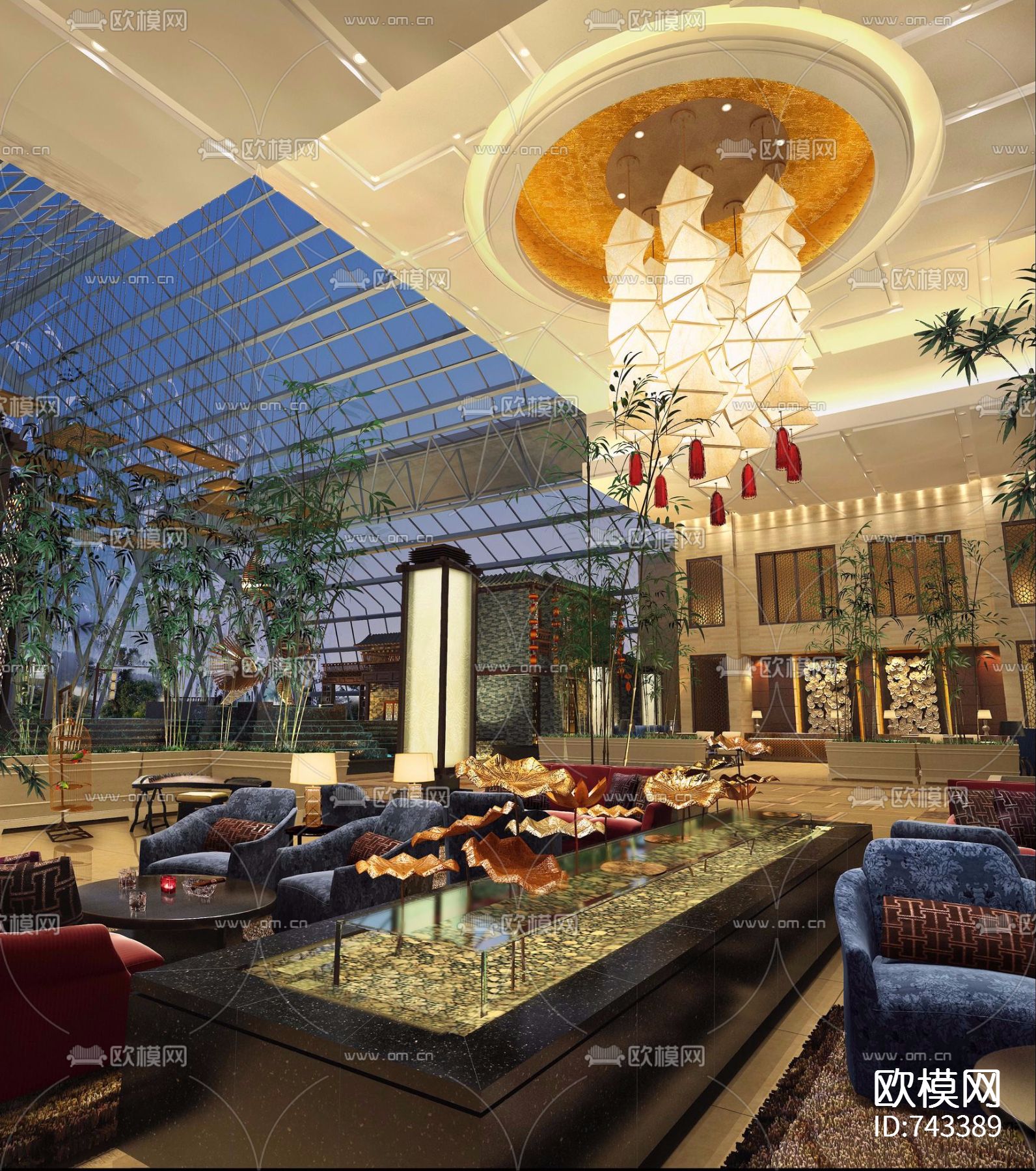 大唐宴会厅CAD+效果图下载（渲染图8）