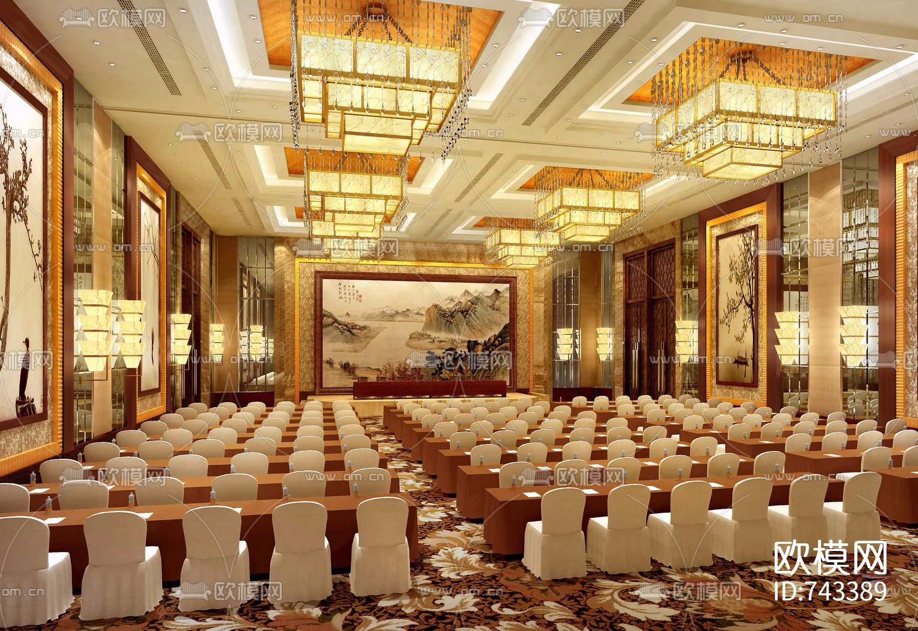 大唐宴会厅CAD+效果图下载（渲染图5）