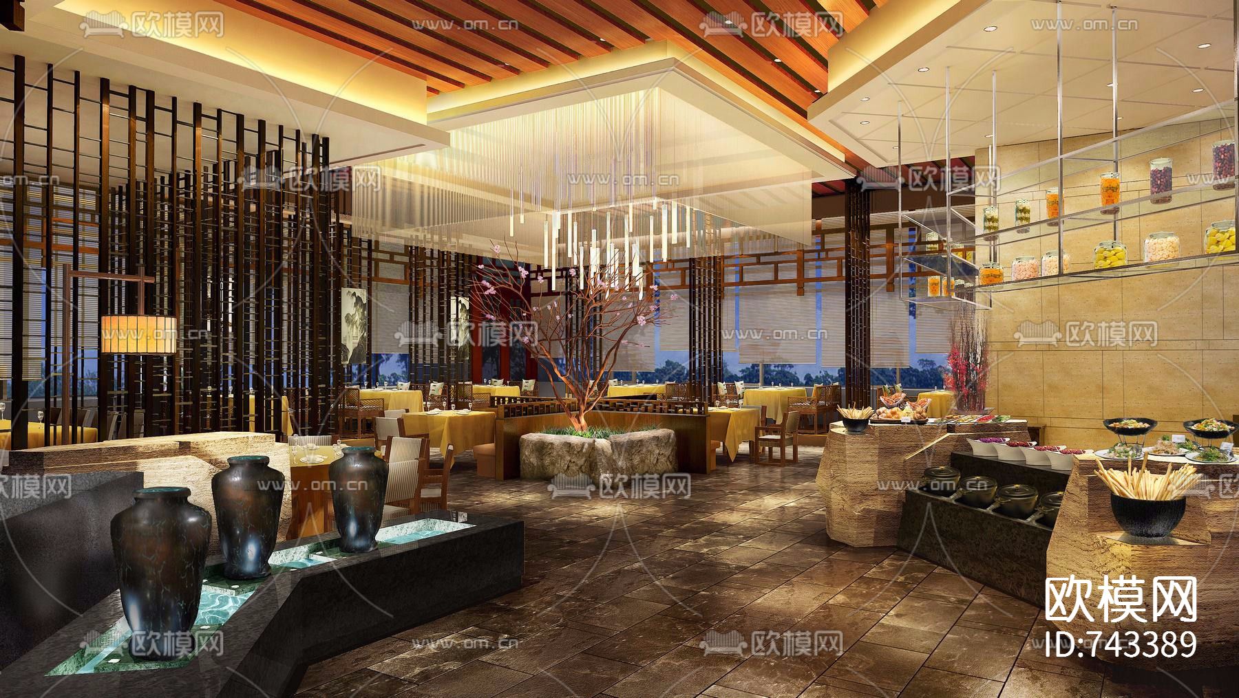 大唐宴会厅CAD+效果图下载（渲染图3）