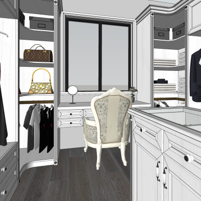  欧式衣帽间su模型 