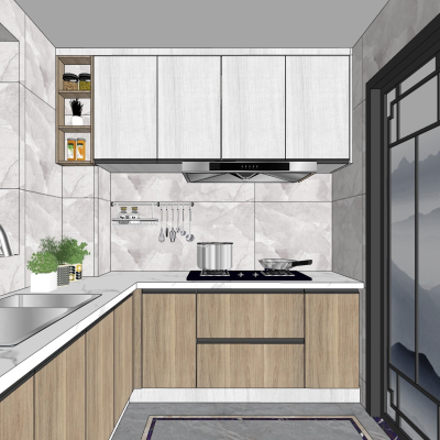  现代简约厨房su模型 