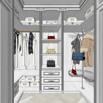  欧式衣帽间su模型 