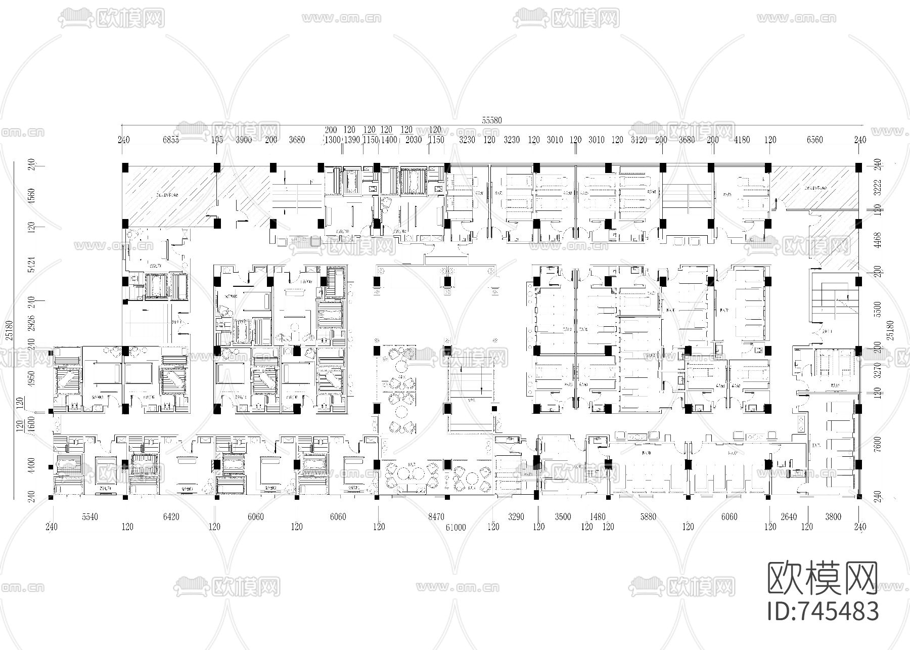 新中式洗浴中心CAD施工图+效果图下载（渲染图10）