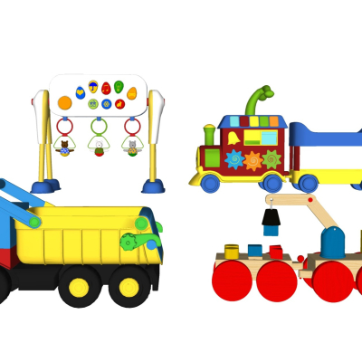  现代儿童玩具组合su模型 