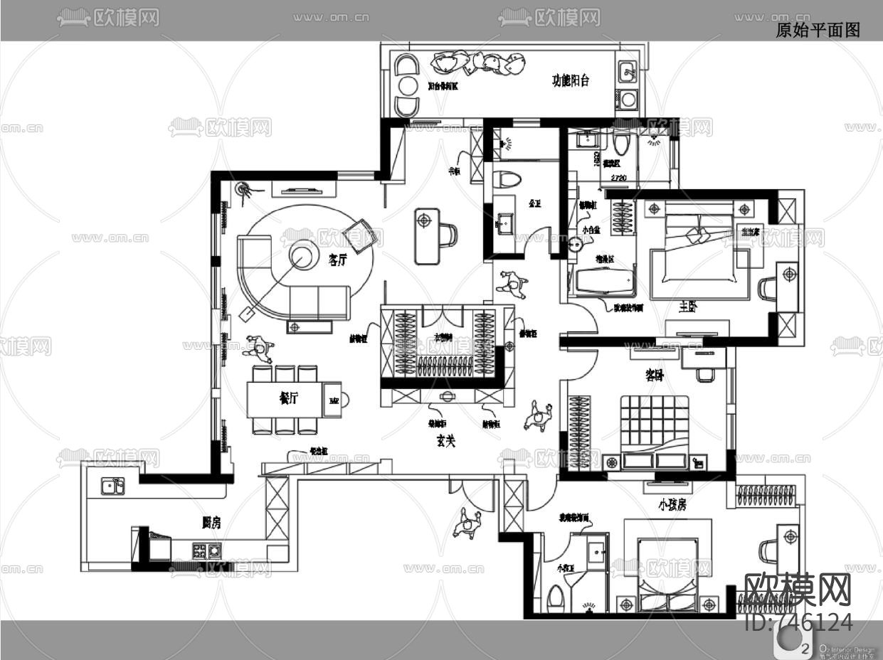 现代轻奢客厅餐厅卧室CAD施工图