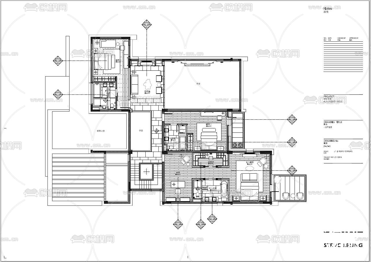现代别墅效果图+CAD施工图+方案物料