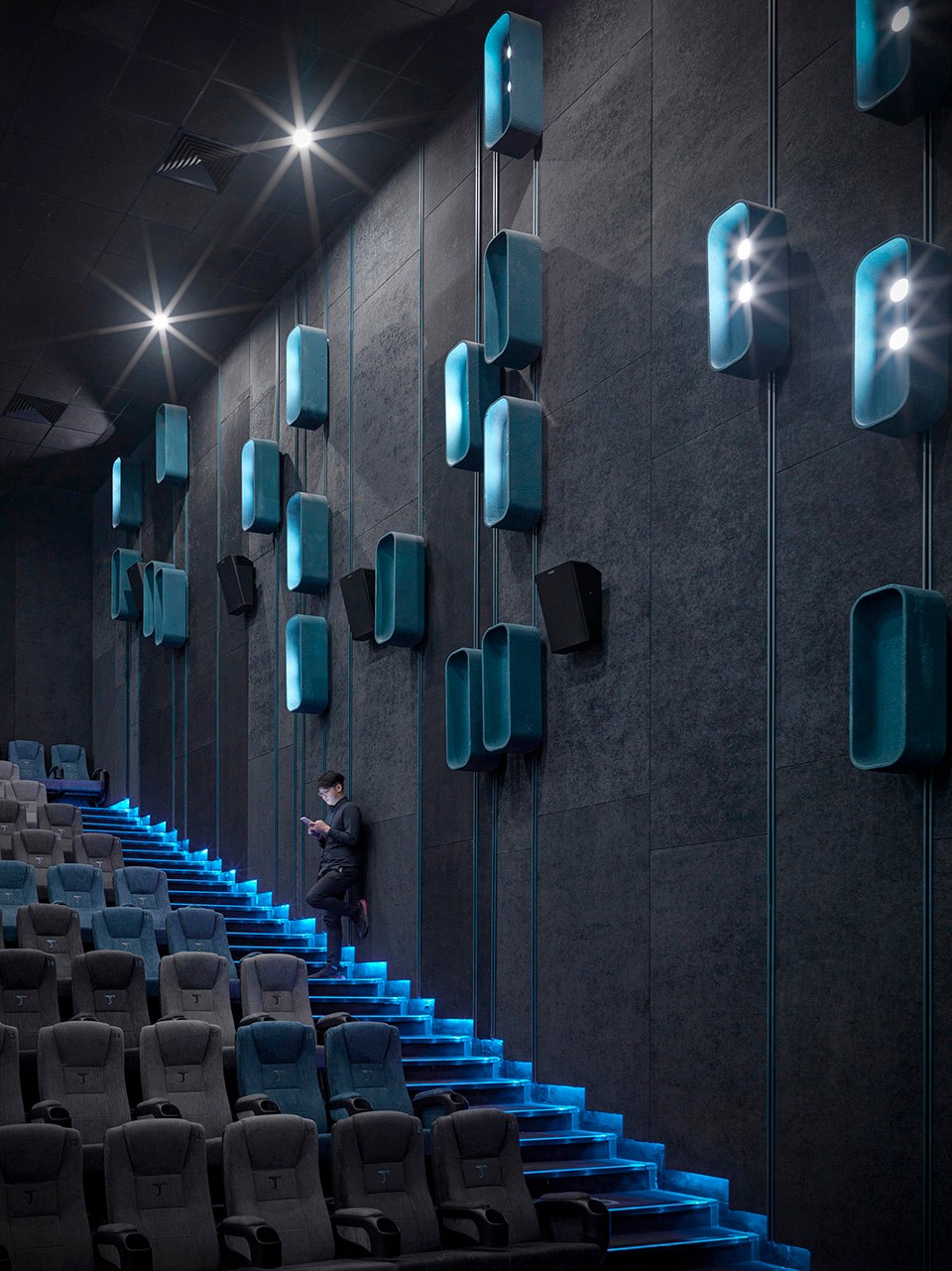 模仿河流自然弯曲形态的波浪设计柳州金逸影城壹正企划欧模网