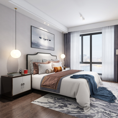 中式3d卧室模型-家装3d模型-3dmax模型免费下载-欧模网