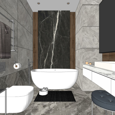 现代轻奢卫生间浴室su模型