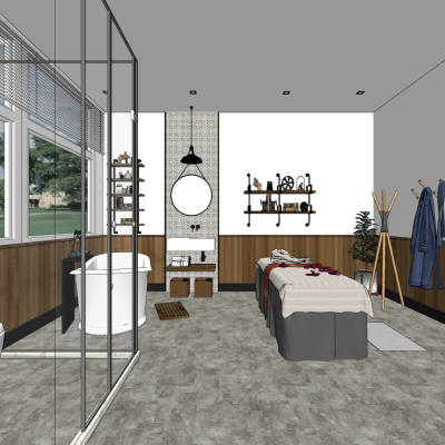  北欧SPA美容护理房su模型 