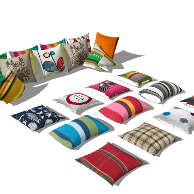  现代布艺抱枕su模型 