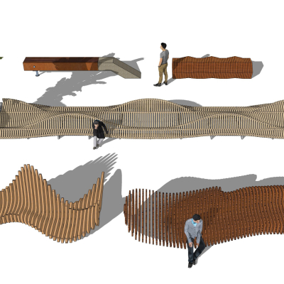  现代户外创意公用椅su模型 