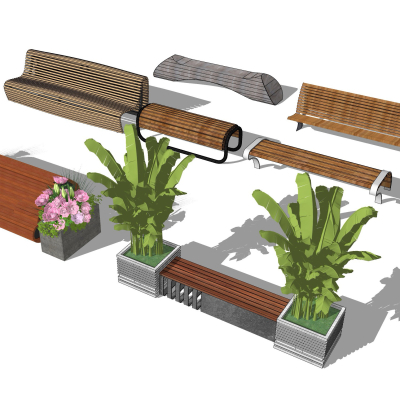  现代户外创意公用椅su模型 