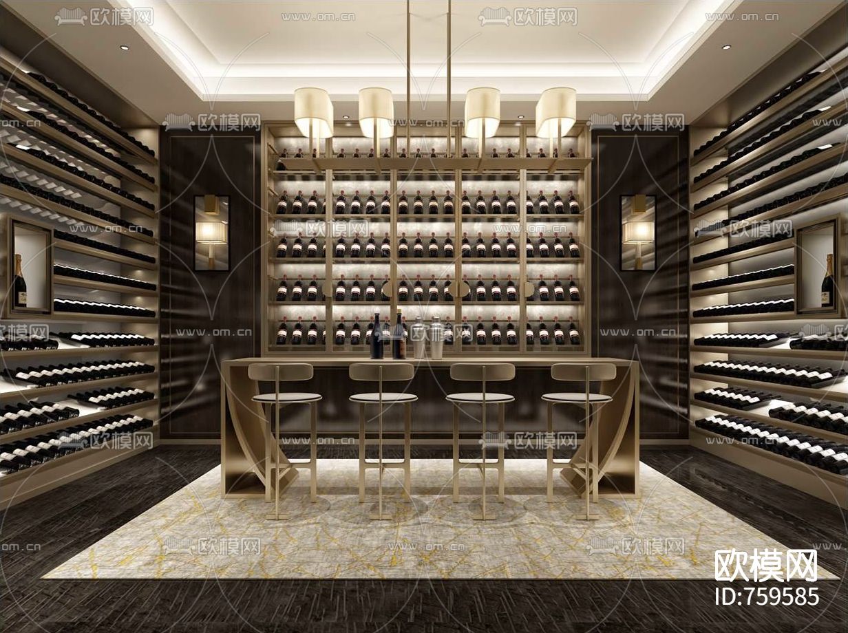 现代轻奢样板间CAD施工图+效果图下载（渲染图7）