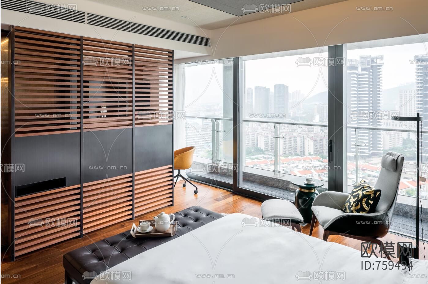 半山公馆大平层豪宅CAD施工图+效果图下载（渲染图7）