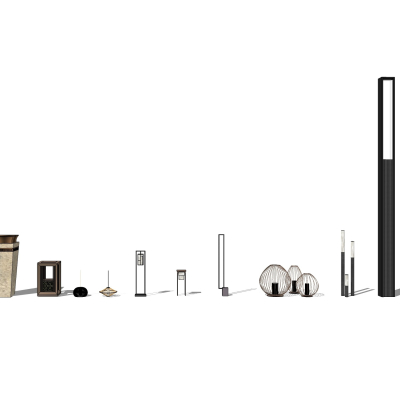  现代户外灯园林地灯su模型 