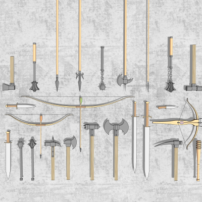  现代游戏武器道具su模型 